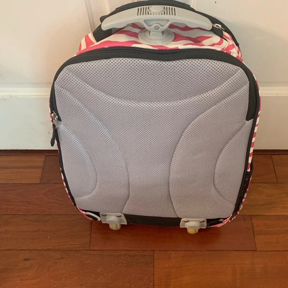 NWOT Pottery Barn Kids Pink Tiger Striped Rolling Backpack-Caitlyn